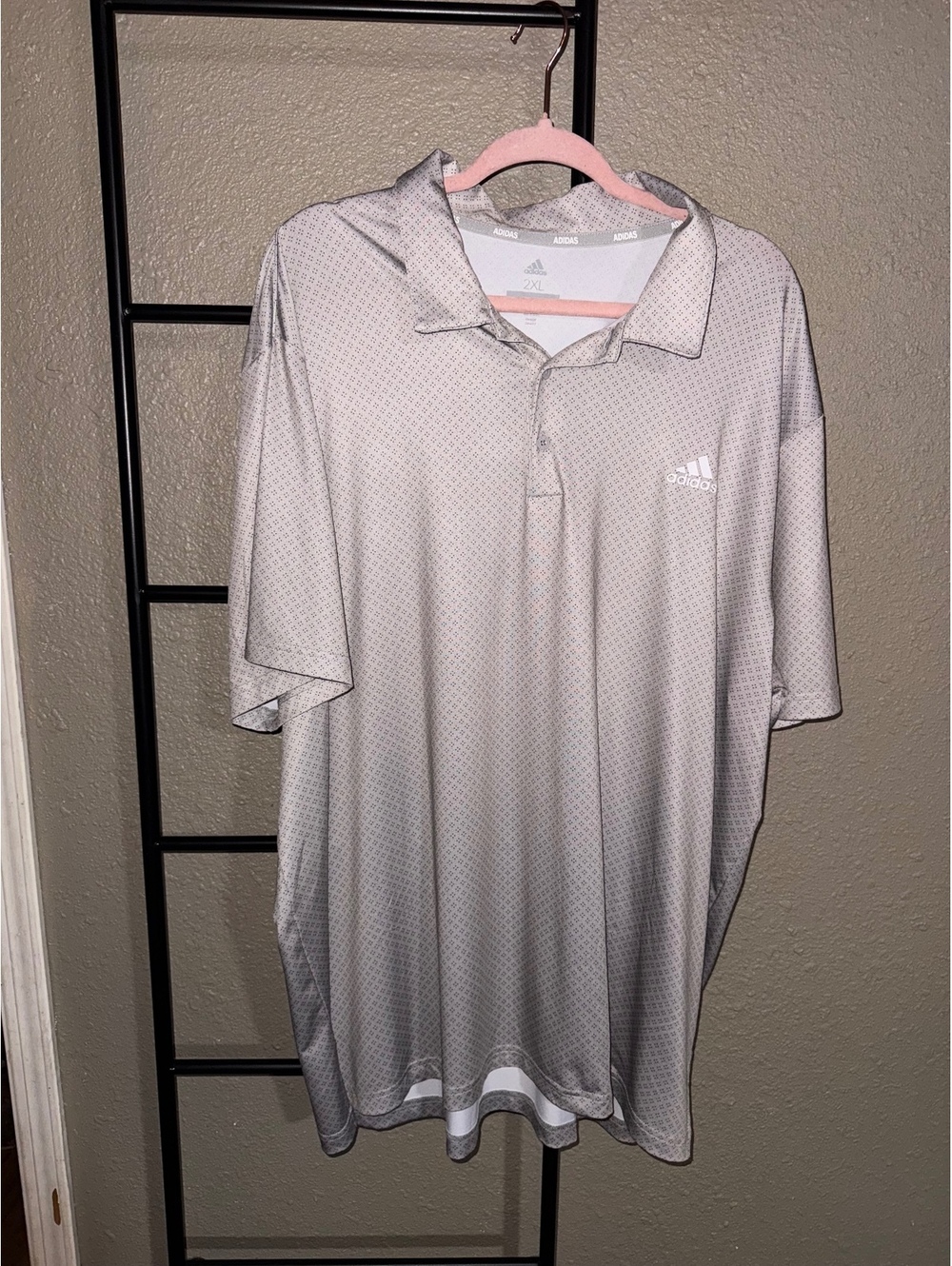 Adidas Men’s Golf Polo Shirt Gray Micro Print Performance 2XL